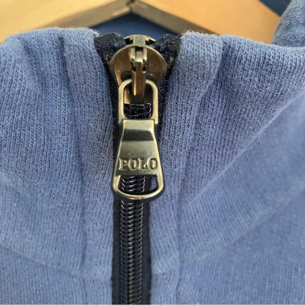 Polo Ralph Lauren Blue Quarter Zip Fleece Sweatshirt L | Preppy Cozy Academia - Picture 4 of 6